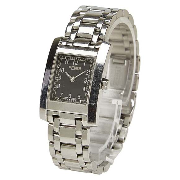 Fendi Horologi Classico Watch 7000L Quartz Movement Black Dial Stainless Stee...
